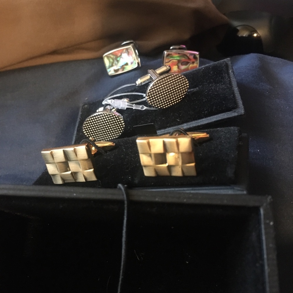 (3) M-Clip | Beveled Rectangular Abalone Cufflinks
